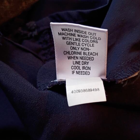 Dana Buchman Navy Lace Panel Blouse Medium Feminine Chic Career Minimalist - Picture 14 of 14